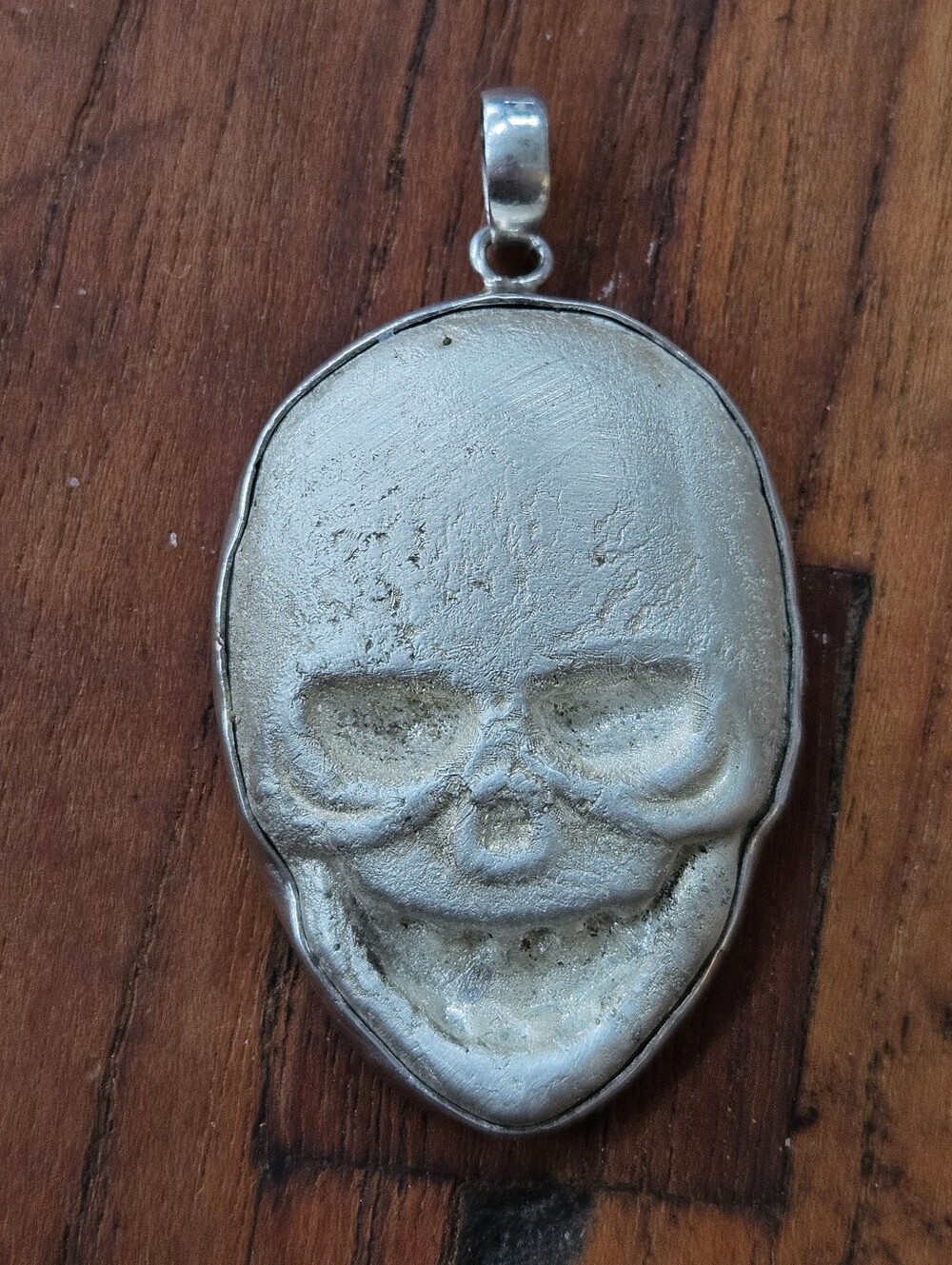 .999 Fine Silver Skull Ingot Set In Sterling Frame Pendant Handmade By Me